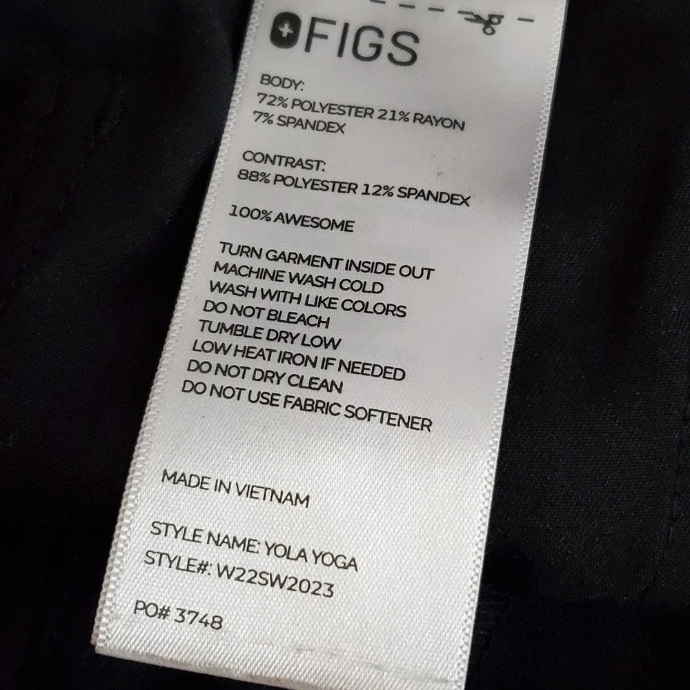 FIGS Women Scrub Pants S Black Pants Jogger Yola Yoga Zipper PO#3748 READ